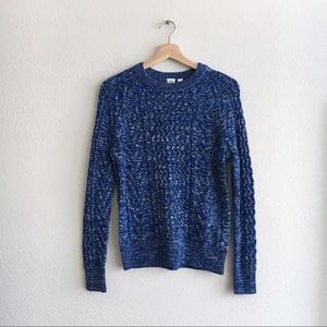 NWOT GAP Sweater Marled Blue Cotton Cableknit